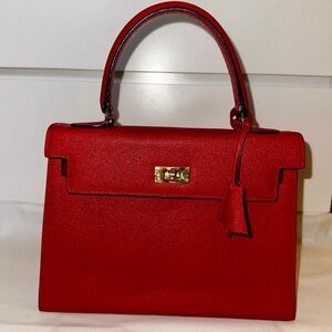 Vintage Red Lederer Top Handle Handbag